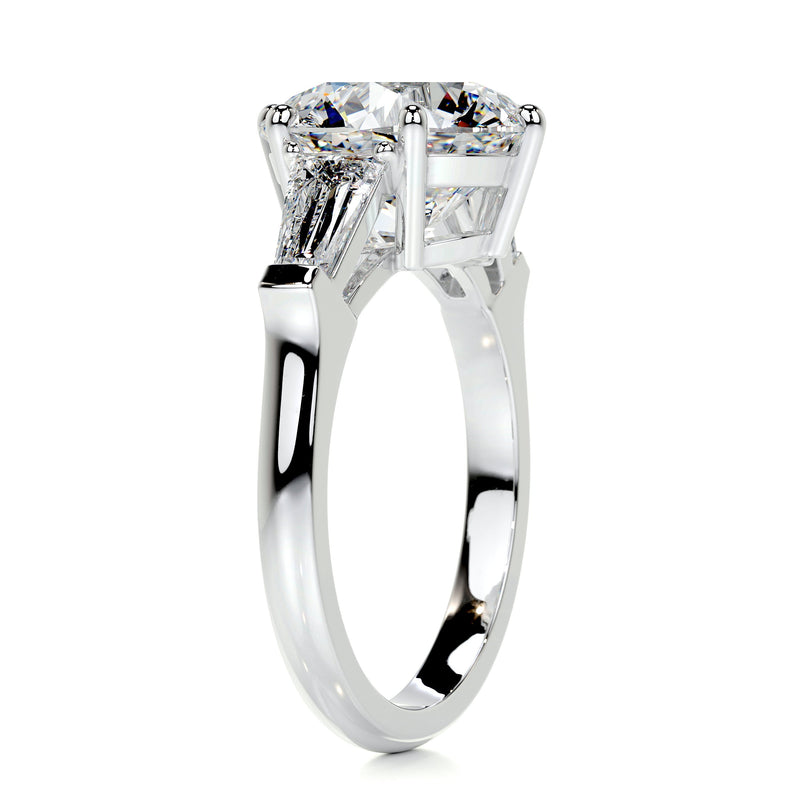 4.05 Carat Three Stone Round Moissanite Engagement Ring