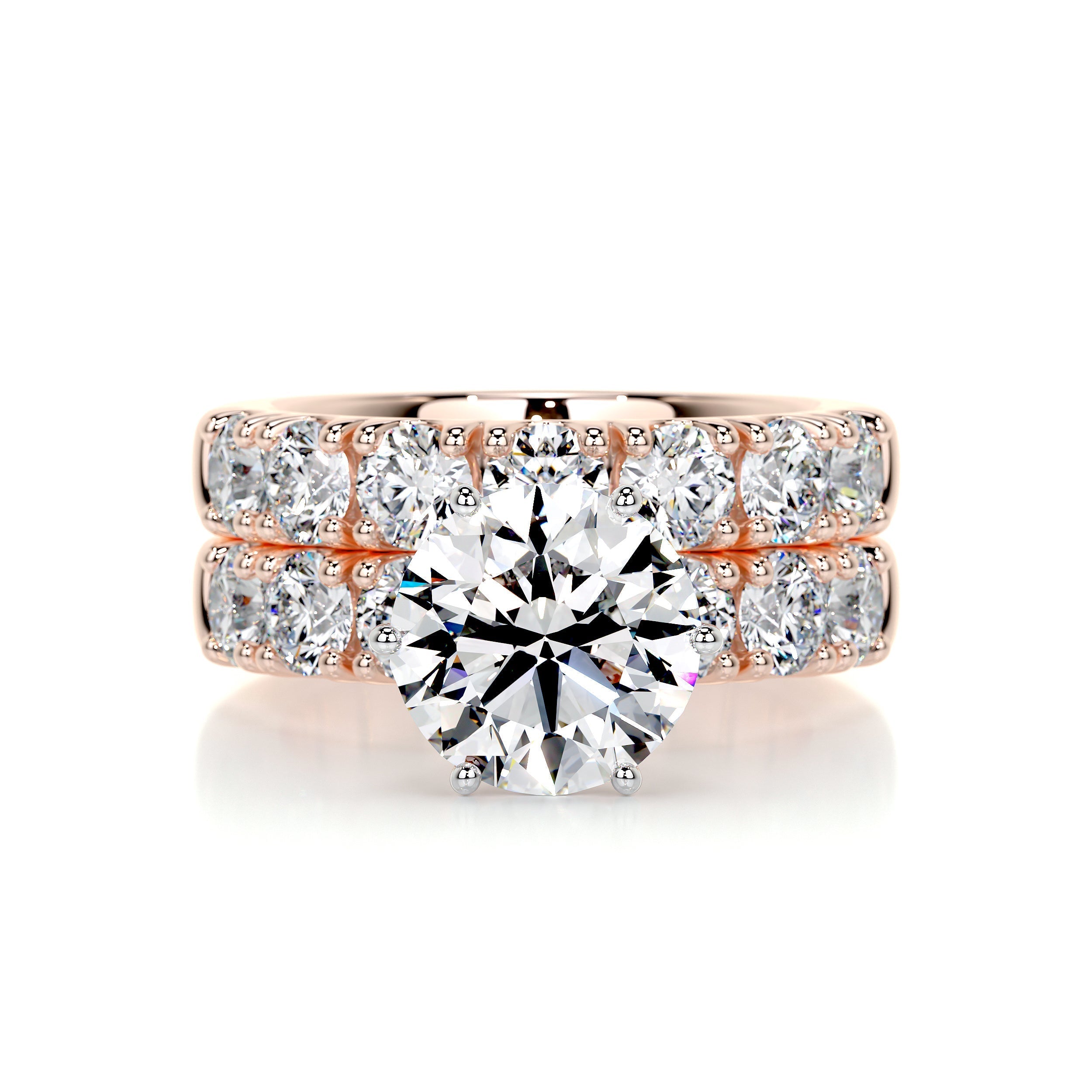 3.65 Carat Round Halo Moissanite Bridal ring Wedding set