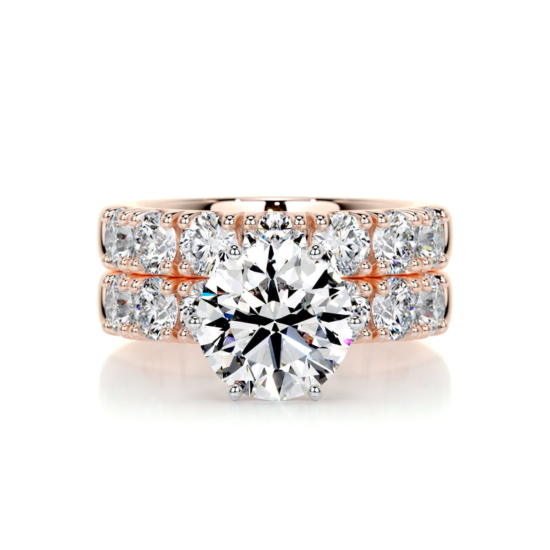 3.65 Carat Round Halo Moissanite Bridal ring Wedding set