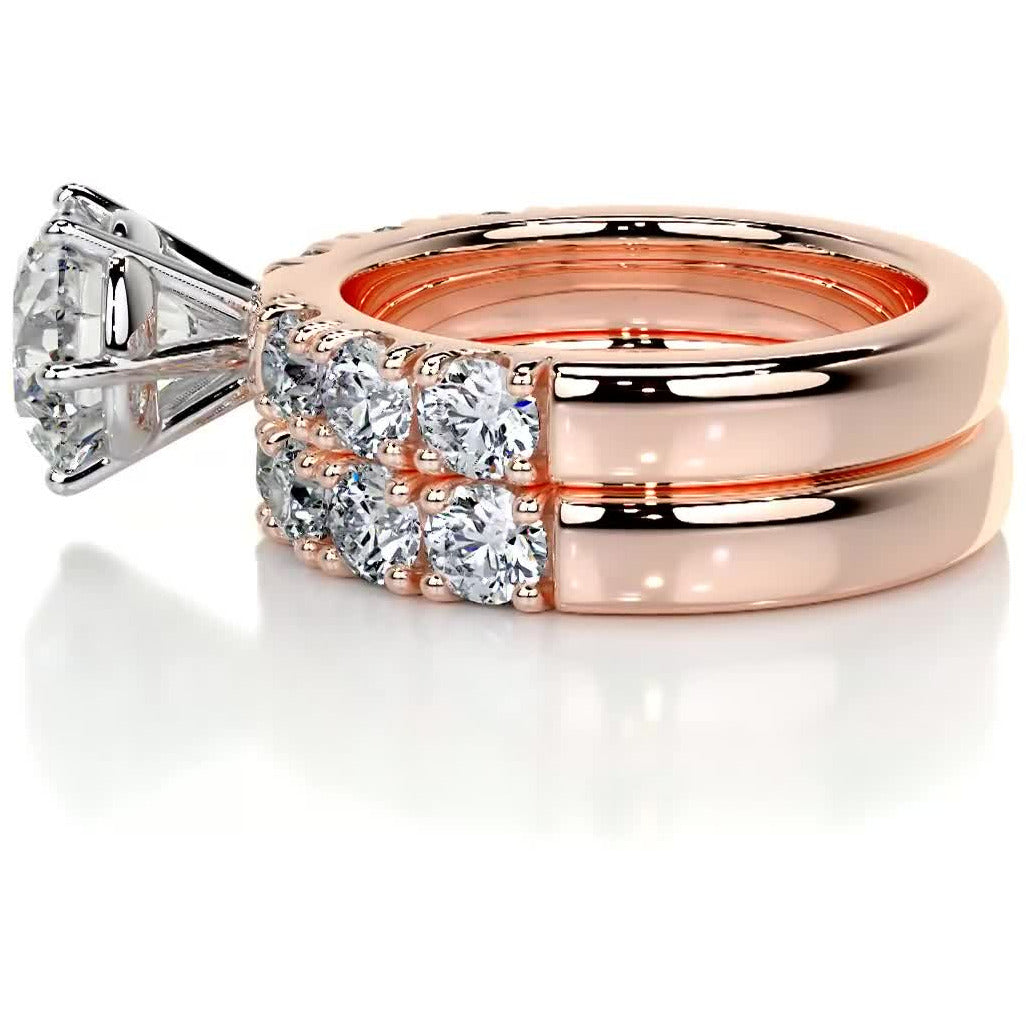 3.65 Carat Round Halo Moissanite Bridal ring Wedding set