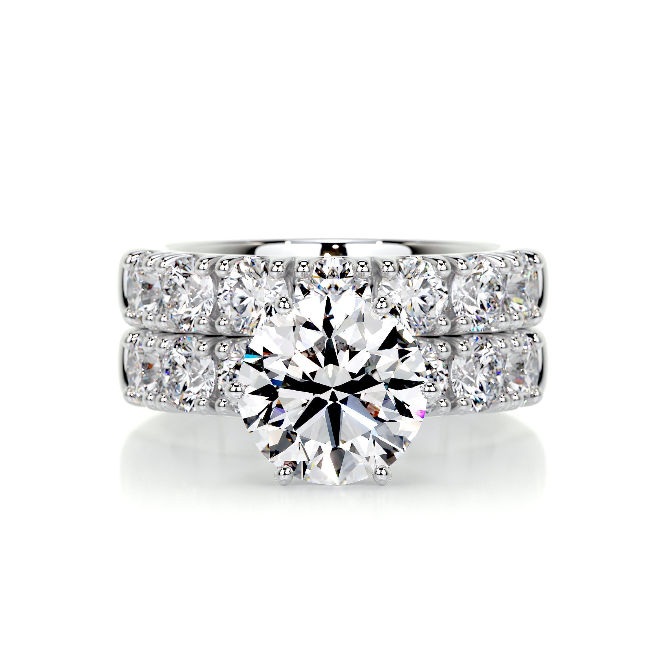 3.65 Carat Round Halo Moissanite Bridal ring Wedding set