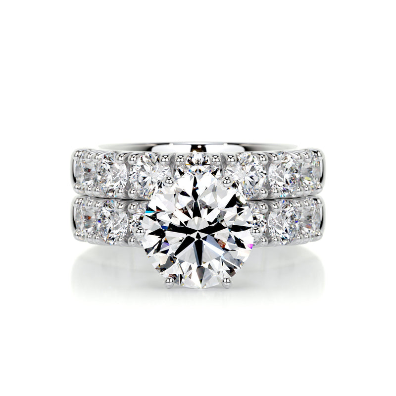3.65 Carat Round Halo Moissanite Bridal ring Wedding set