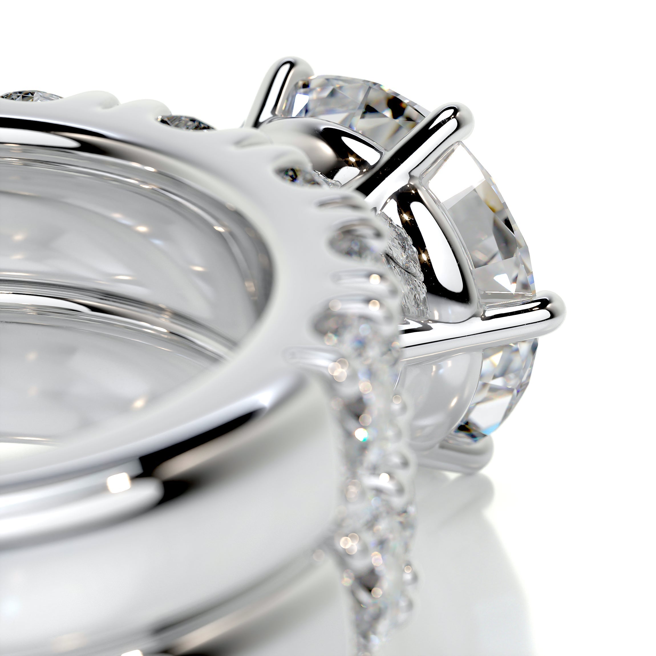 3.65 Carat Round Halo Moissanite Bridal ring Wedding set