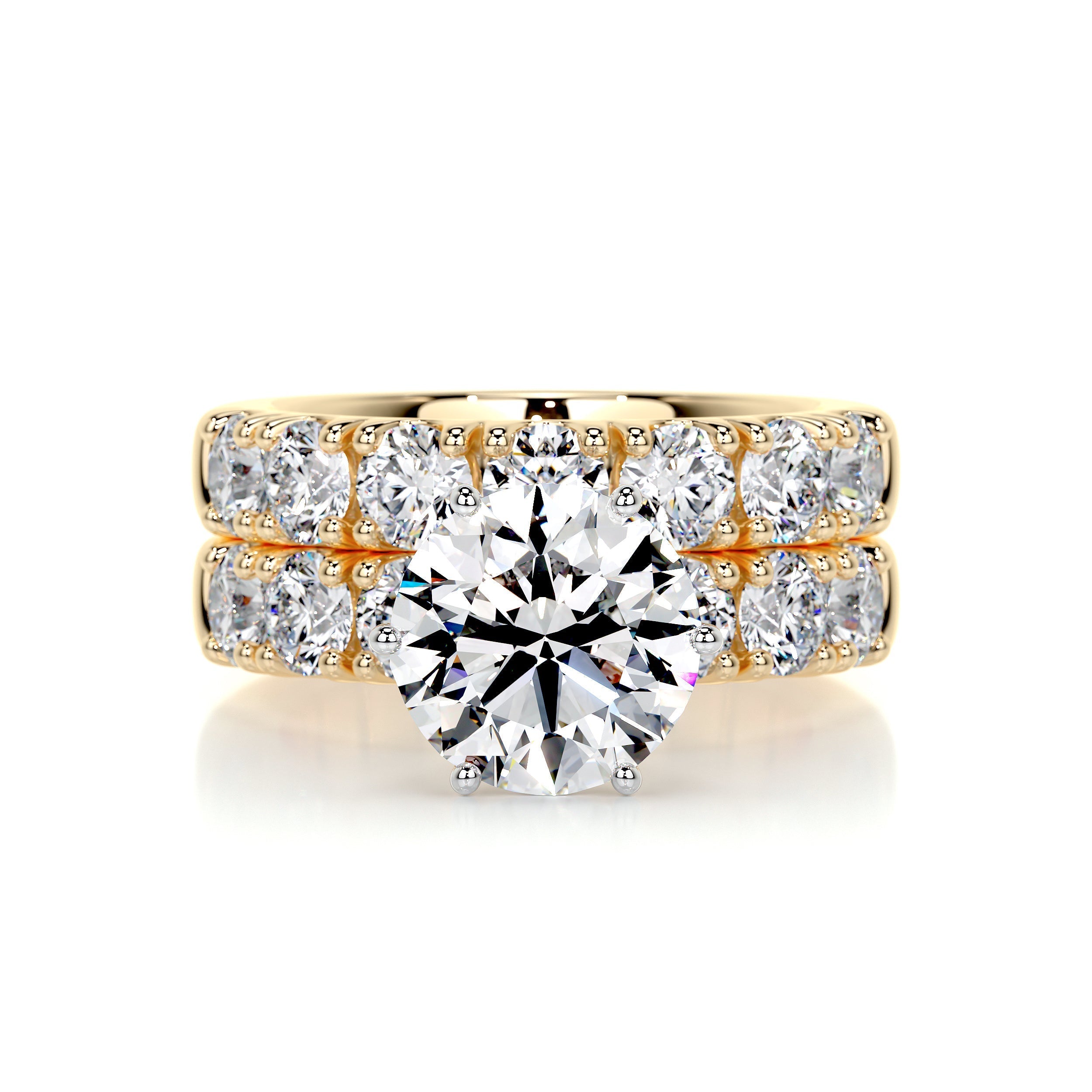 3.65 Carat Round Halo Moissanite Bridal ring Wedding set