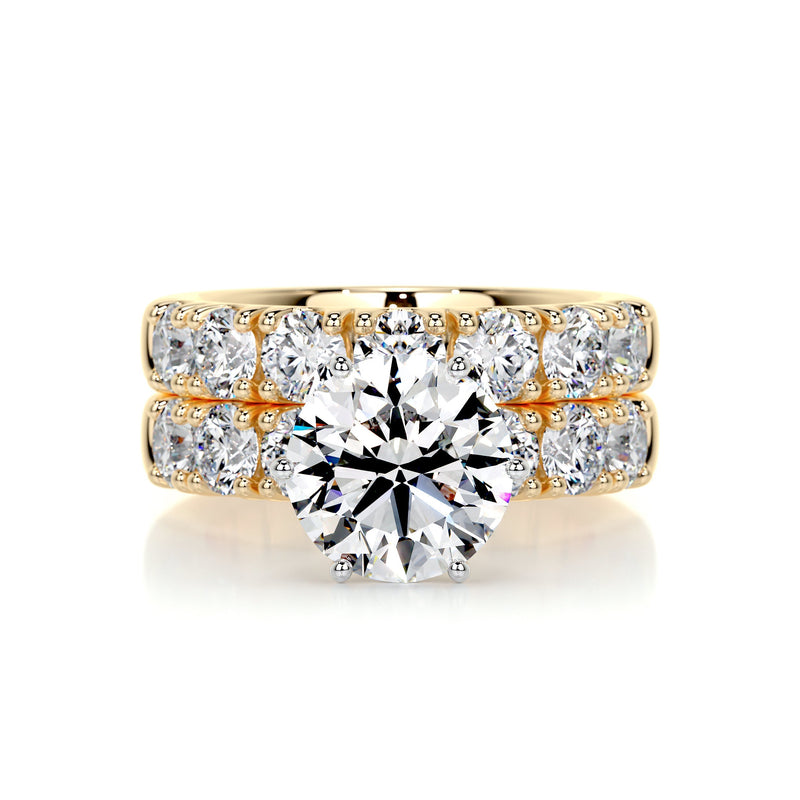 3.65 Carat Round Halo Moissanite Bridal ring Wedding set