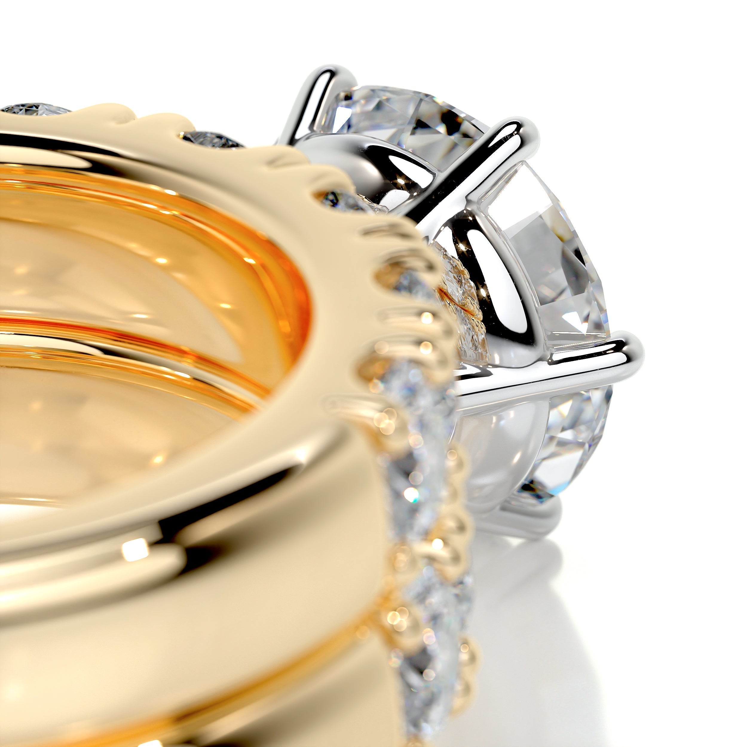 3.65 Carat Round Halo Moissanite Bridal ring Wedding set