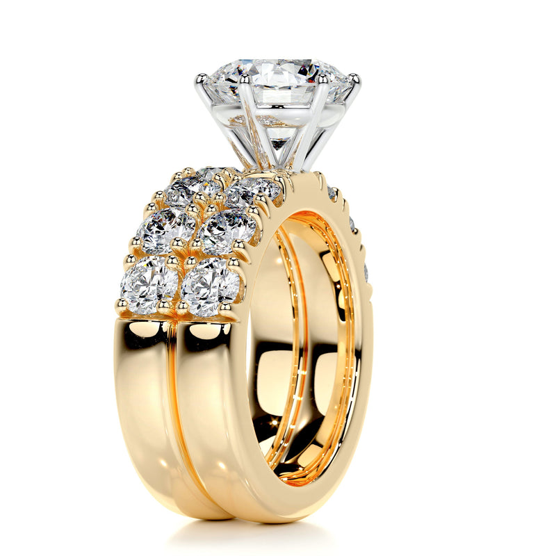 3.65 Carat Round Halo Moissanite Bridal ring Wedding set