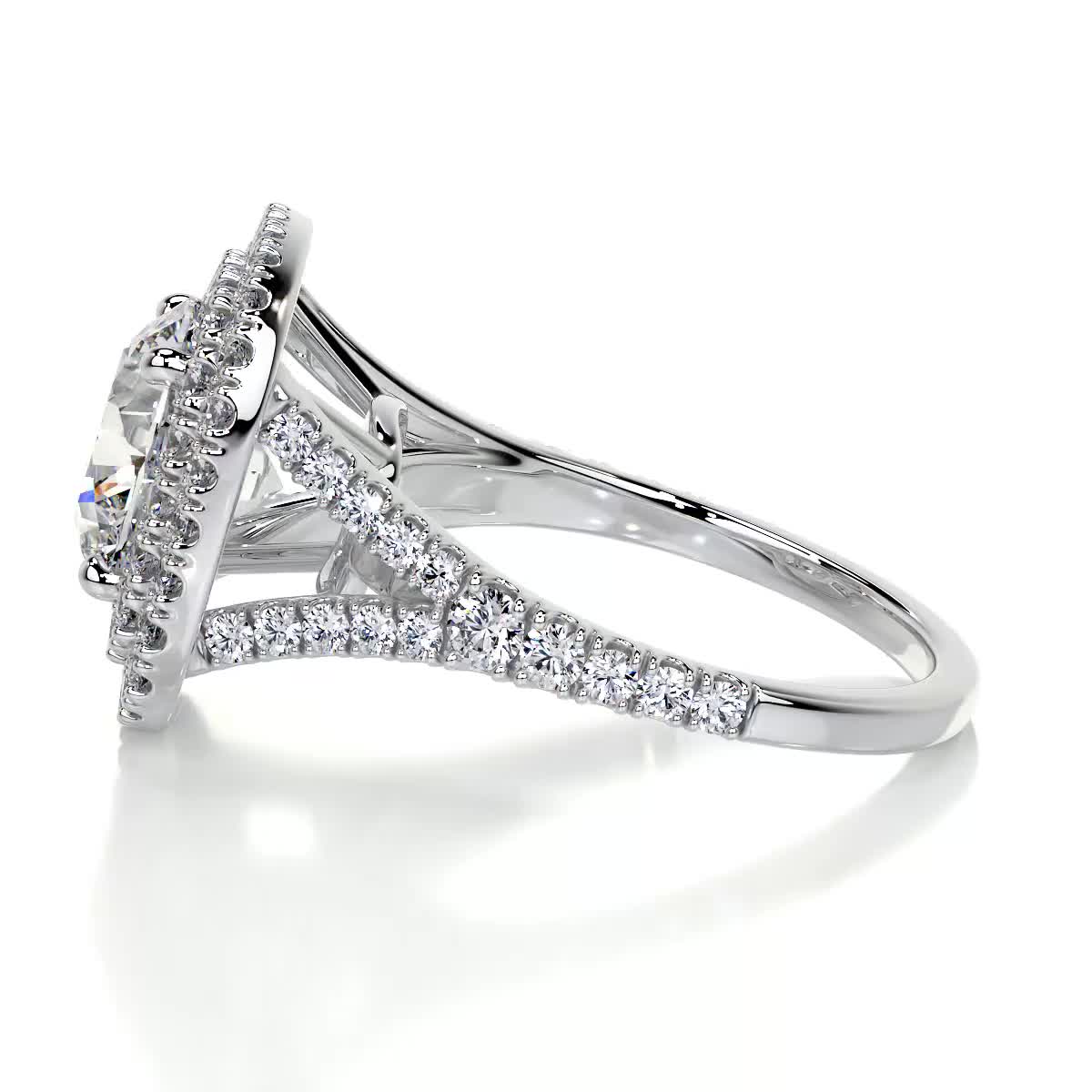 4.3 Carat Round Double Halo Split Shank Moissanite Engagement Ring