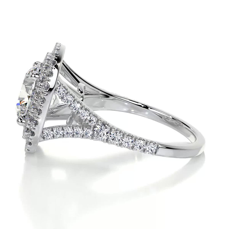 4.3 Carat Round Double Halo Split Shank Moissanite Engagement Ring