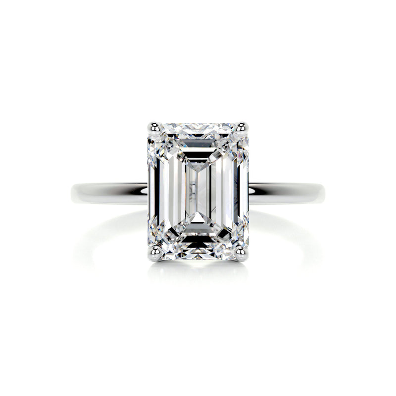 3.0 Carat Emerald Solitaire  Moissanite Engagement Ring