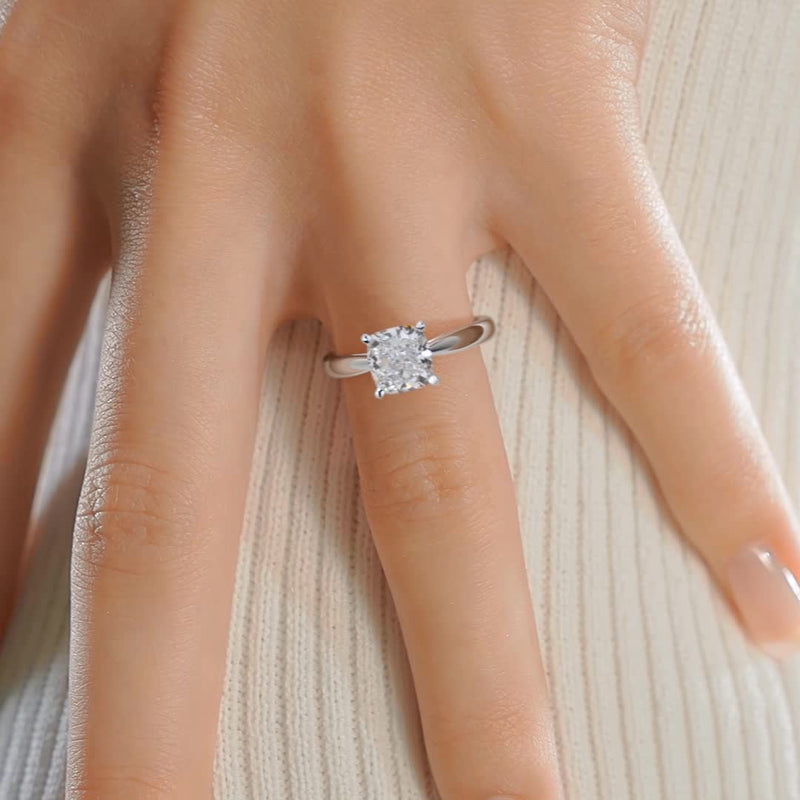 1.50 ct Cushion Solitaire Moissanite Engagement Ring