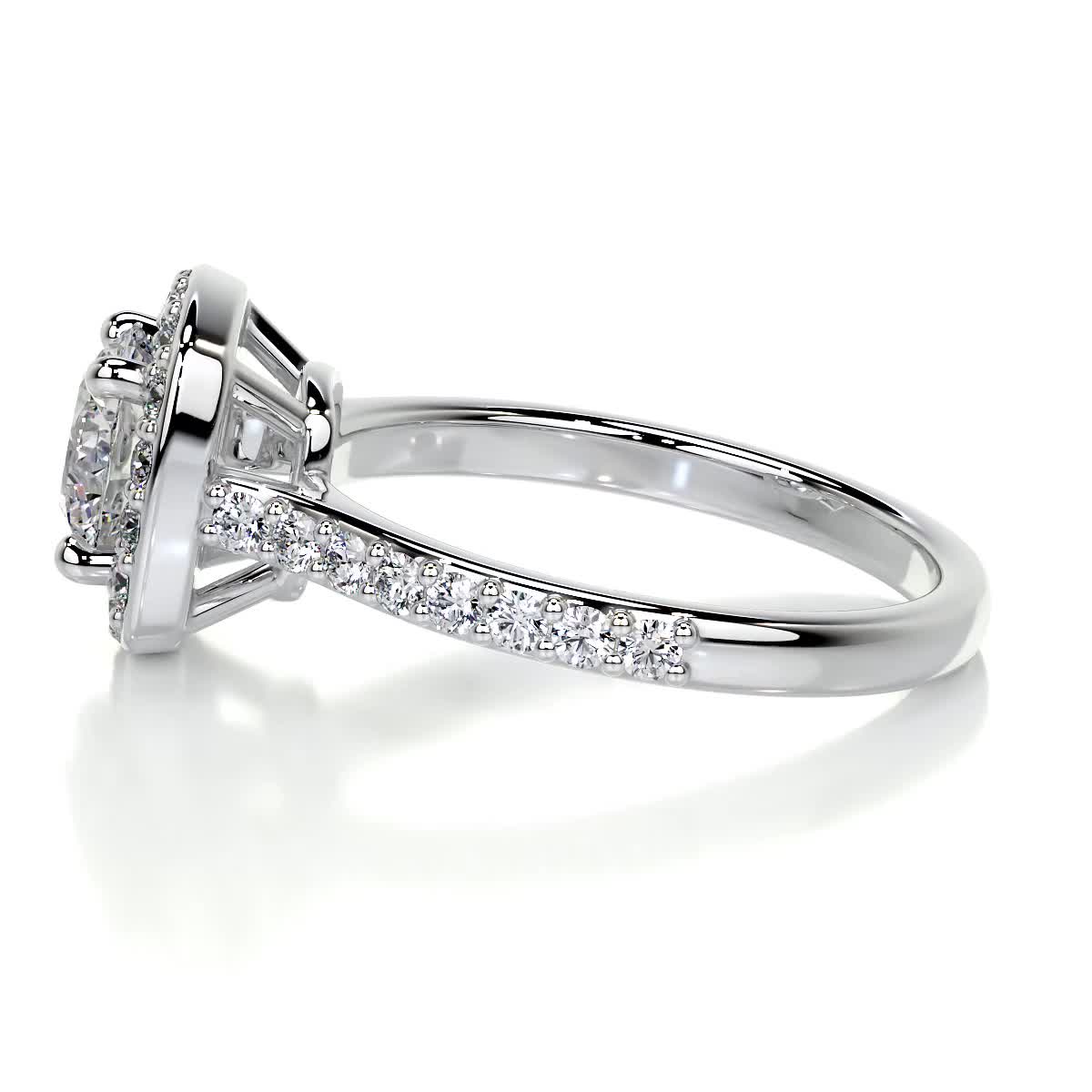 2.57 Carat Halo Pavé Round Cut Moissanite Engagement Ring