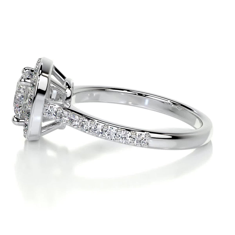 2.57 Carat Halo Pavé Round Cut Moissanite Engagement Ring