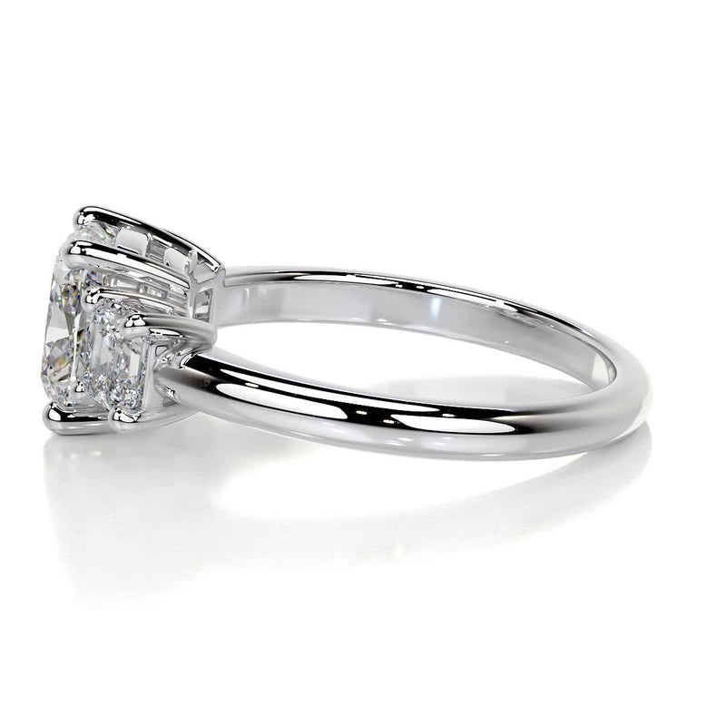 3.5 Carat Cushion Three Stone Moissanite Engagement Ring