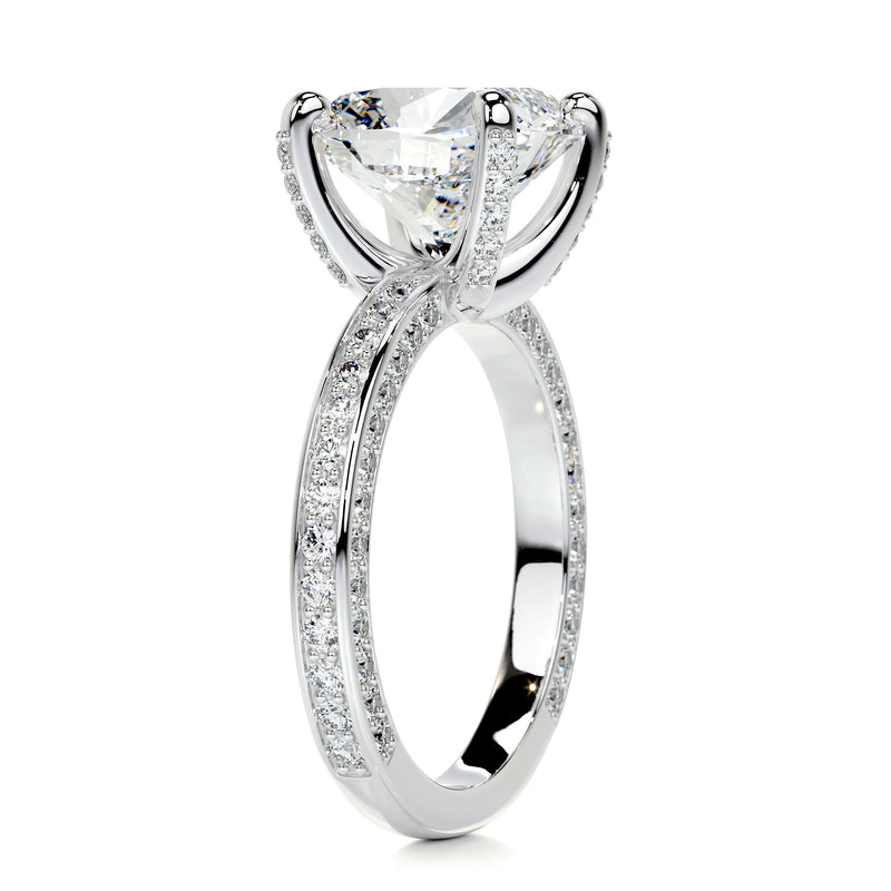 3.0 Carat Cushion cut Moissanite Triple Pave Channel Set Engagement Ring