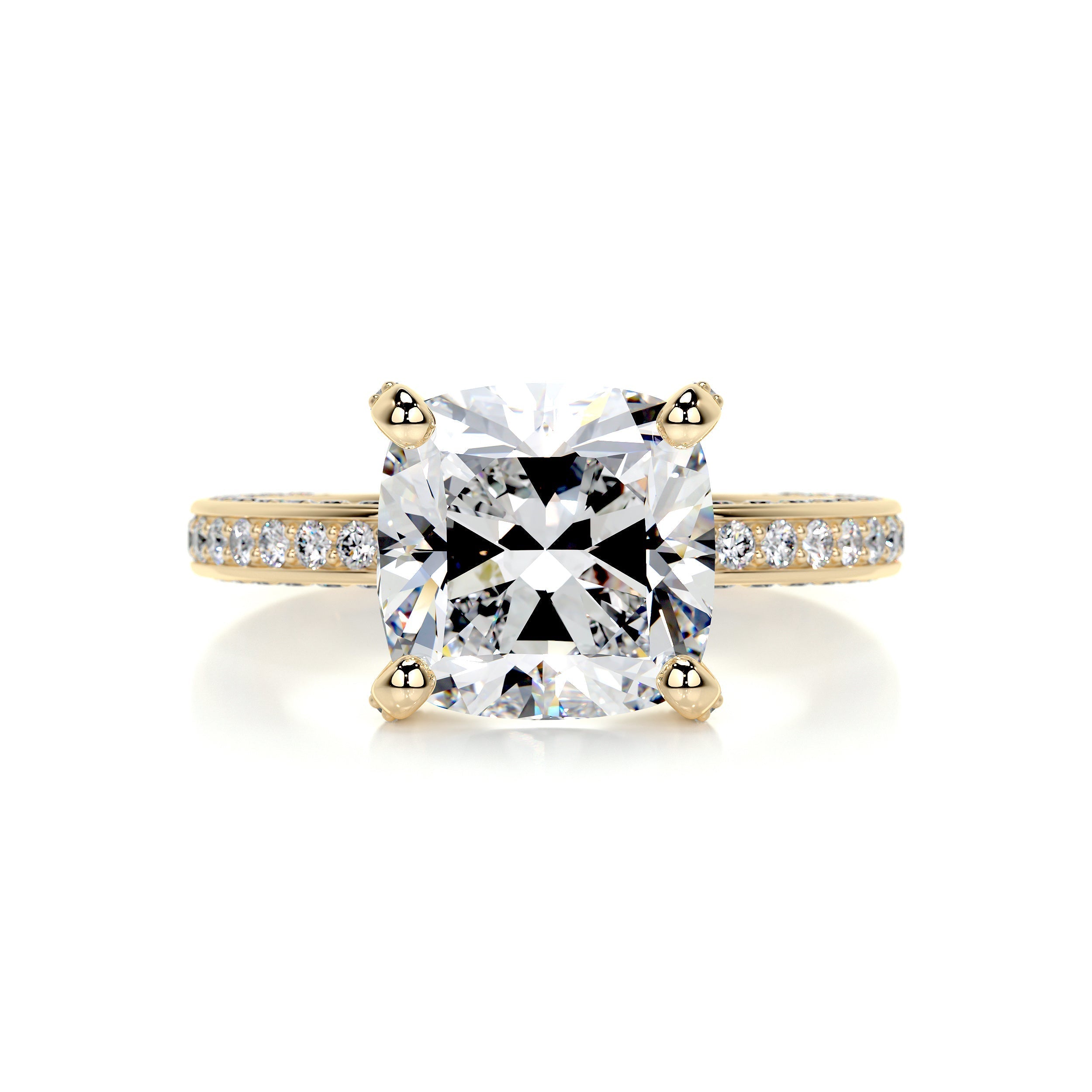 3.0 Carat Cushion cut Moissanite Triple Pave Channel Set Engagement Ring