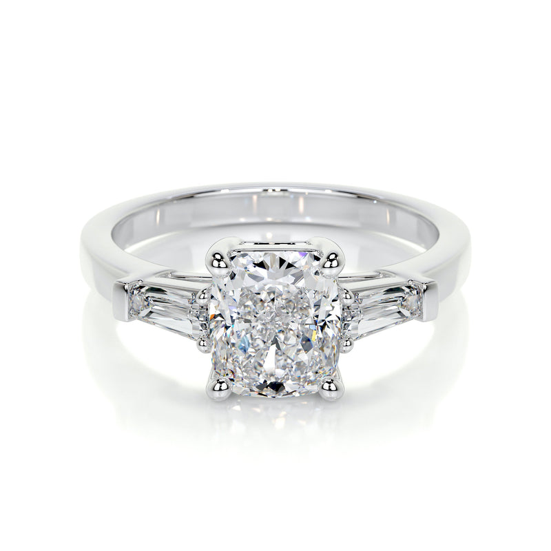 1.8 ct Cushion Moissanite Three Stone Engagement Ring