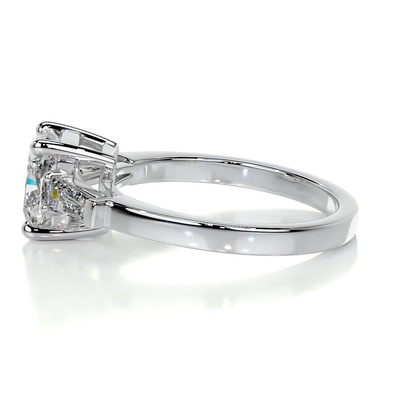 1.8 ct Cushion Moissanite Three Stone Engagement Ring