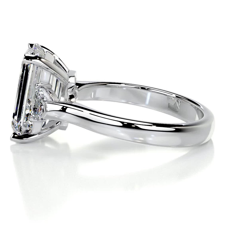 4.10 Carat Emerald Three Stones Moissanite Engagement Ring