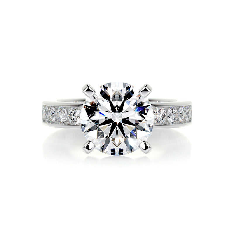 4.05 Carat Pavé Round Channel Setting Moissanite Engagement Ring