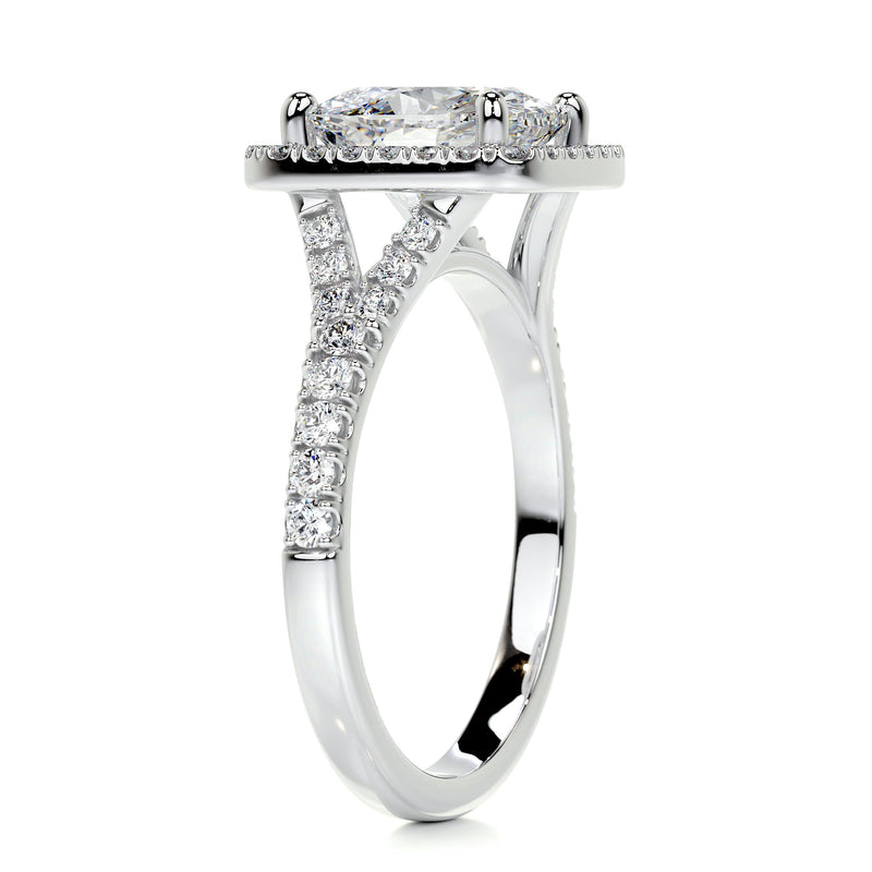 3.95 Carat Cushion Split Halo Moissanite  Engagement Ring