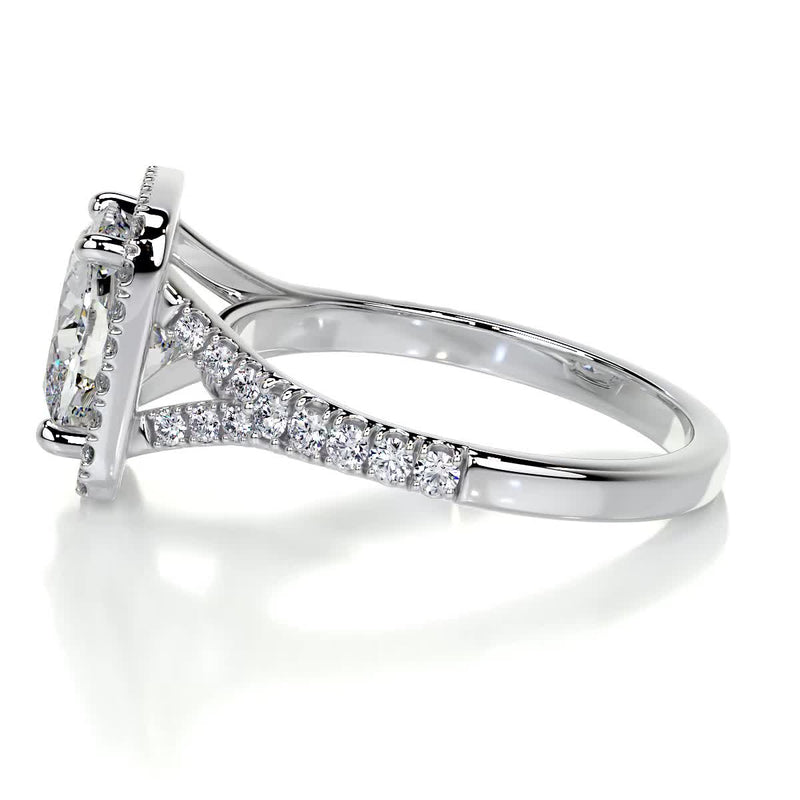3.95 Carat Cushion Split Halo Moissanite  Engagement Ring