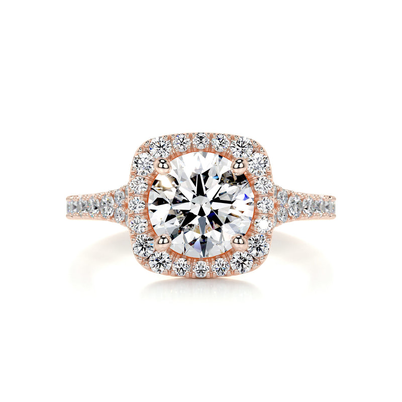 2.10 Carat Round Halo Split Moissanite Engagement Ring