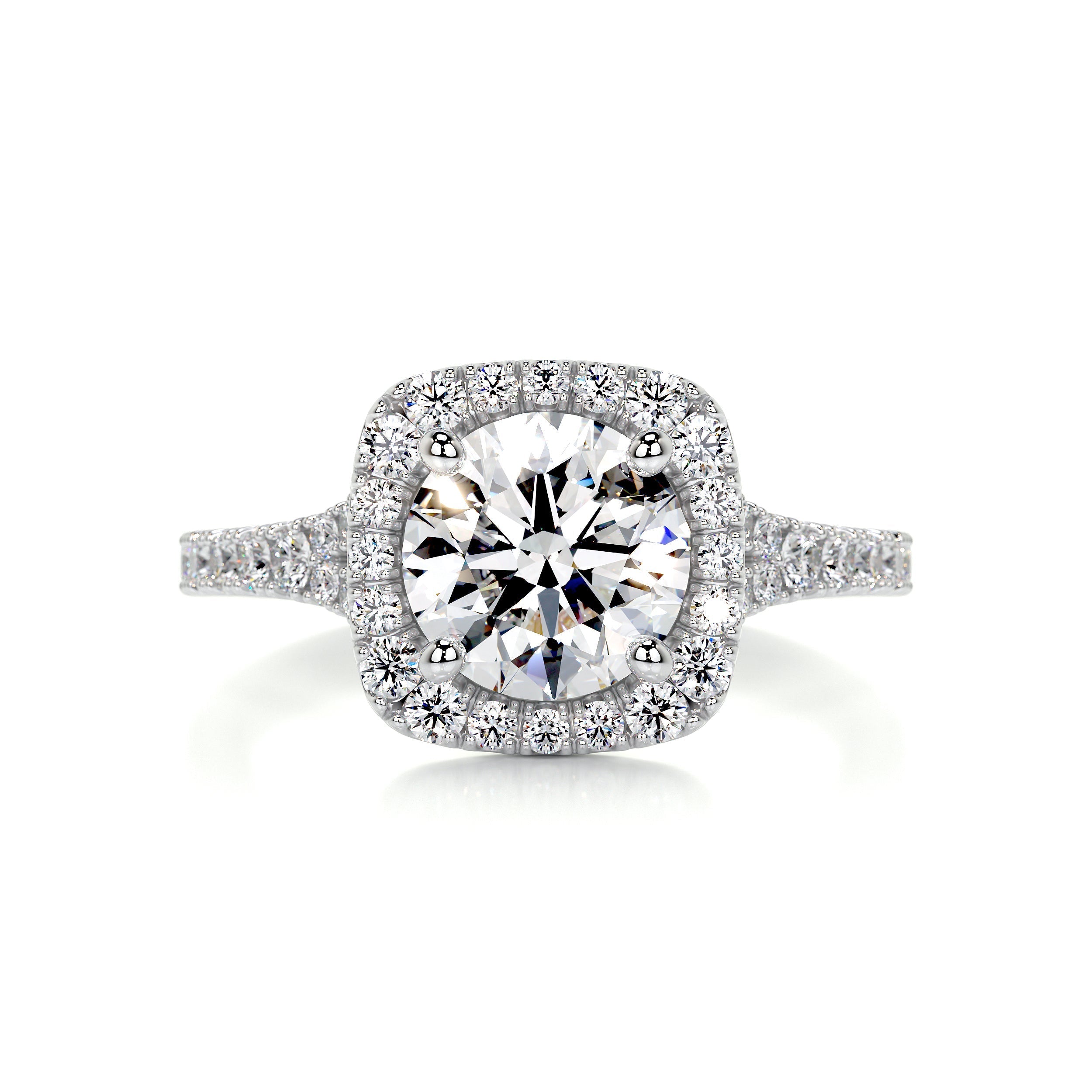 2.10 Carat Round Halo Split Moissanite Engagement Ring