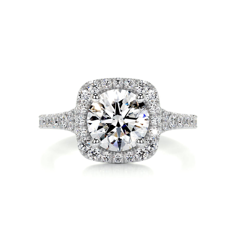 2.10 Carat Round Halo Split Moissanite Engagement Ring