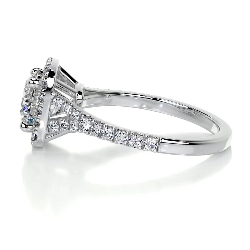 2.10 Carat Round Halo Split Moissanite Engagement Ring