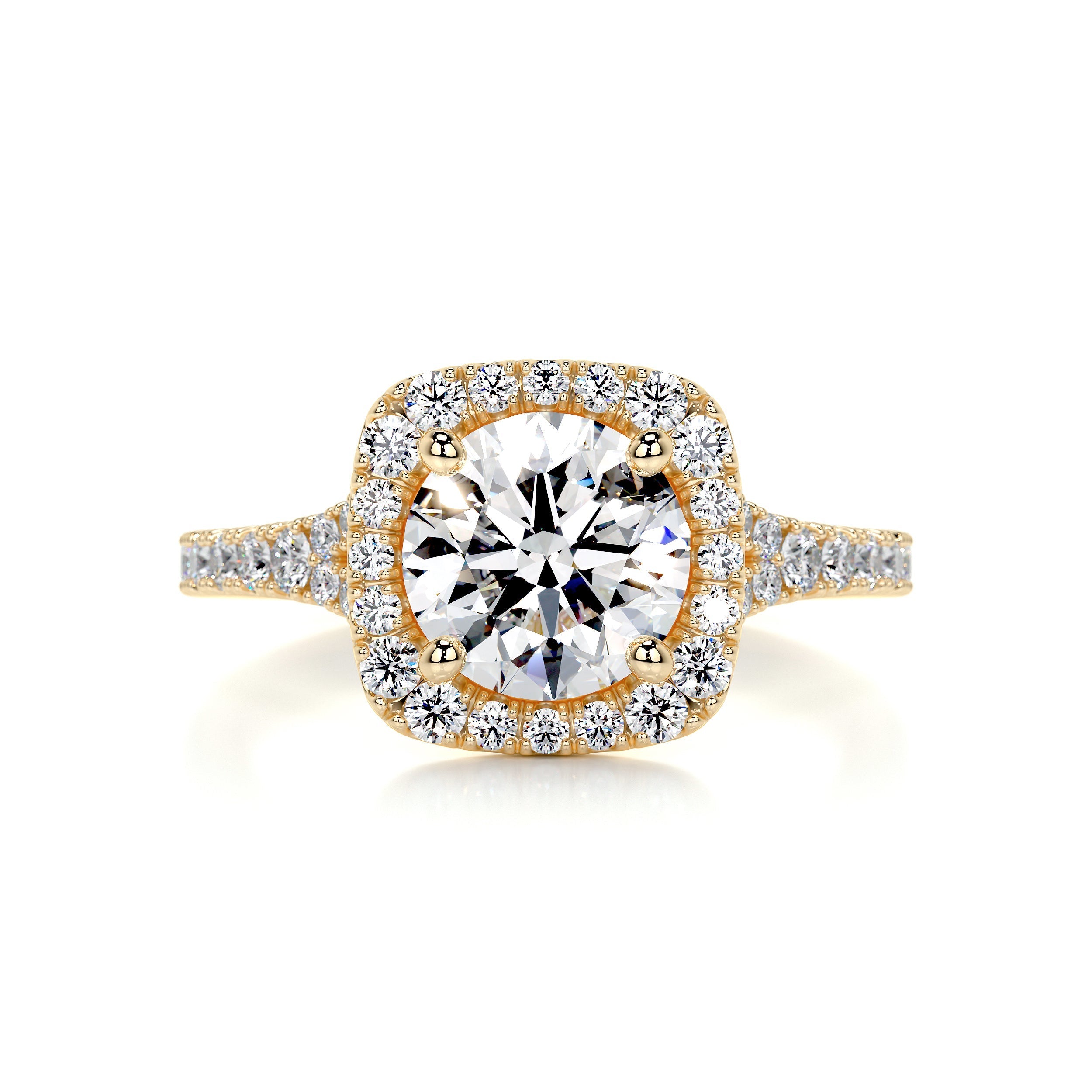 2.10 Carat Round Halo Split Moissanite Engagement Ring