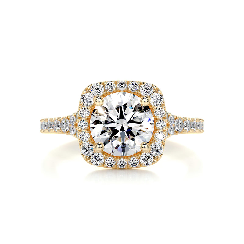 2.10 Carat Round Halo Split Moissanite Engagement Ring