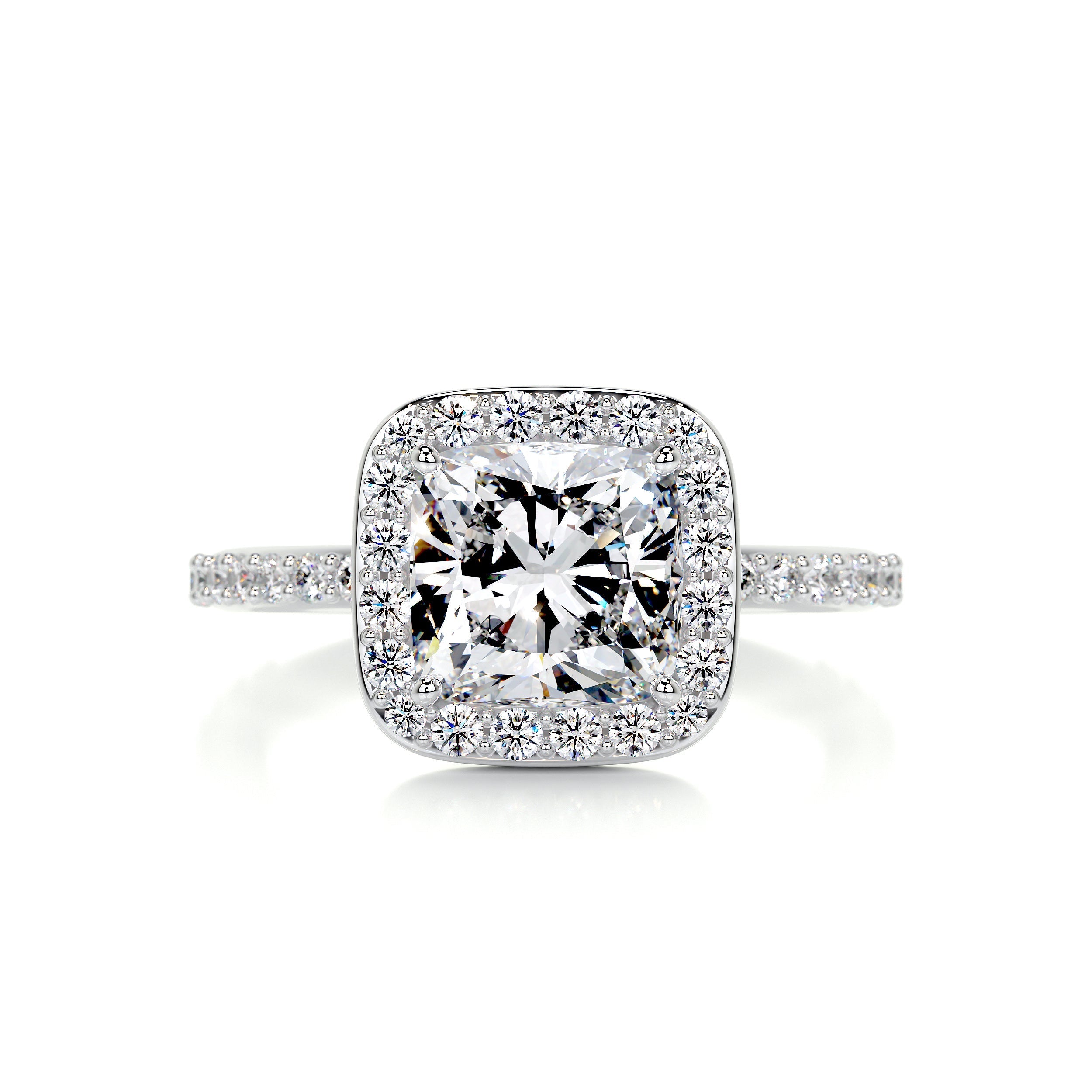2.10 Carat Cushion Halo Moissanite Diamond Engagement Ring