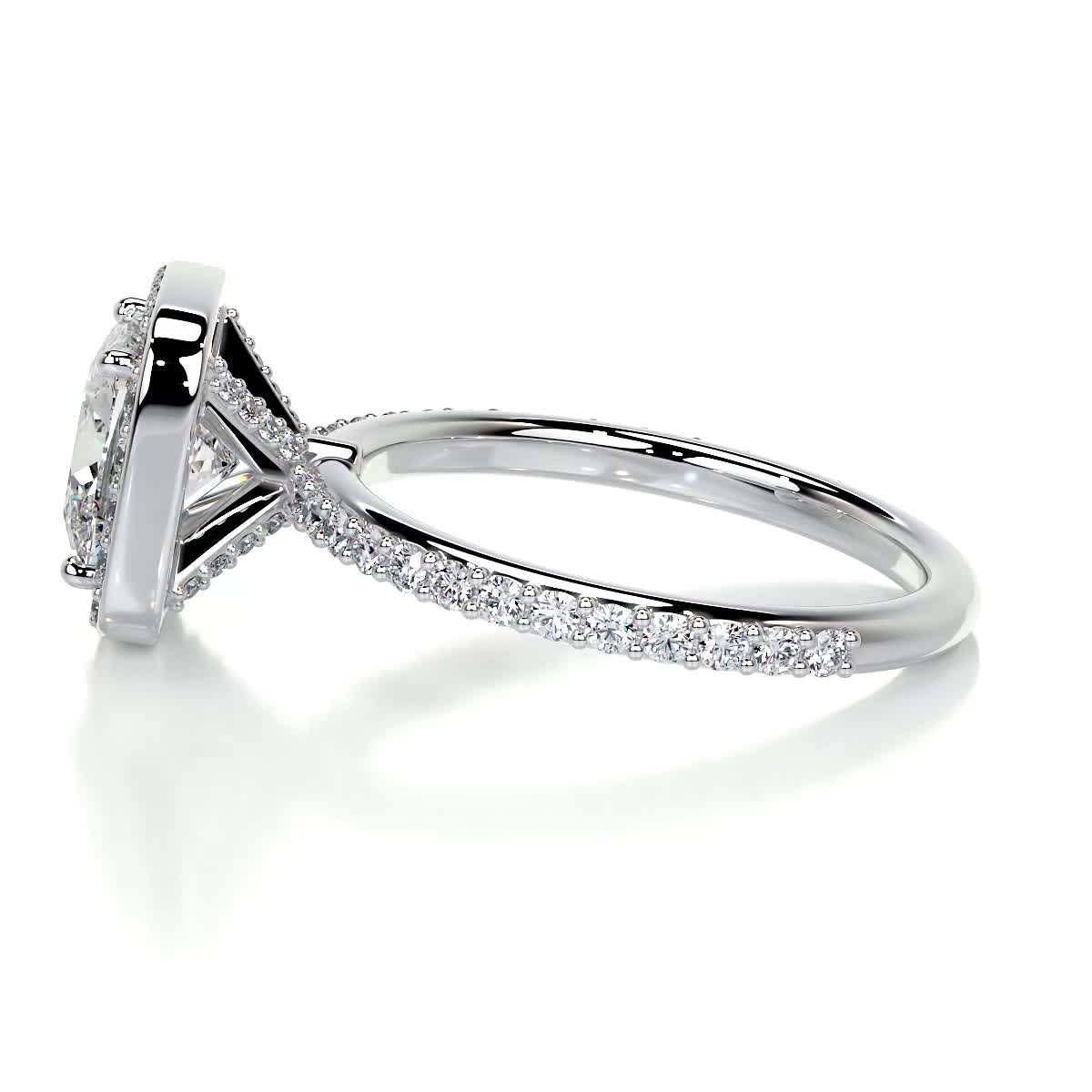 2.10 Carat Cushion Halo Moissanite Diamond Engagement Ring