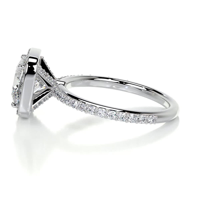 2.10 Carat Cushion Halo Moissanite Diamond Engagement Ring