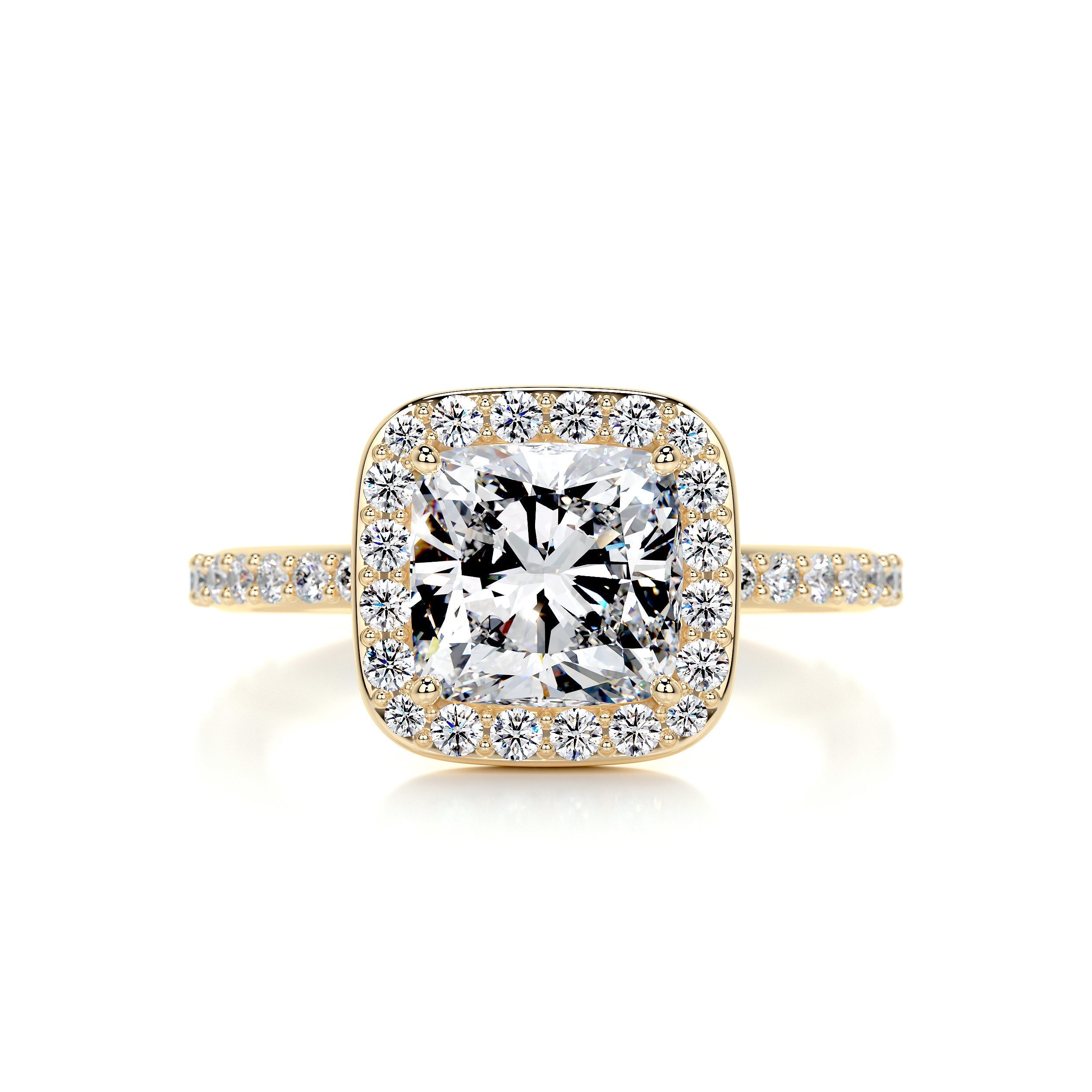 2.10 Carat Cushion Halo Moissanite Diamond Engagement Ring