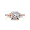 2.15 Carat Princess Halo Spilt Moissanite Engagement Ring