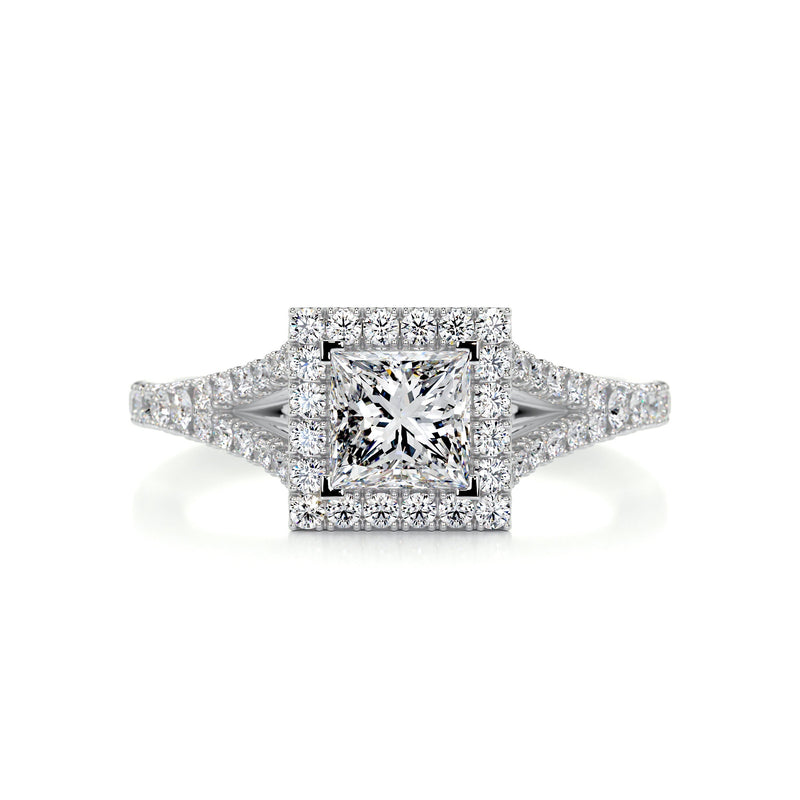 2.15 Carat Princess Halo Spilt Moissanite Engagement Ring