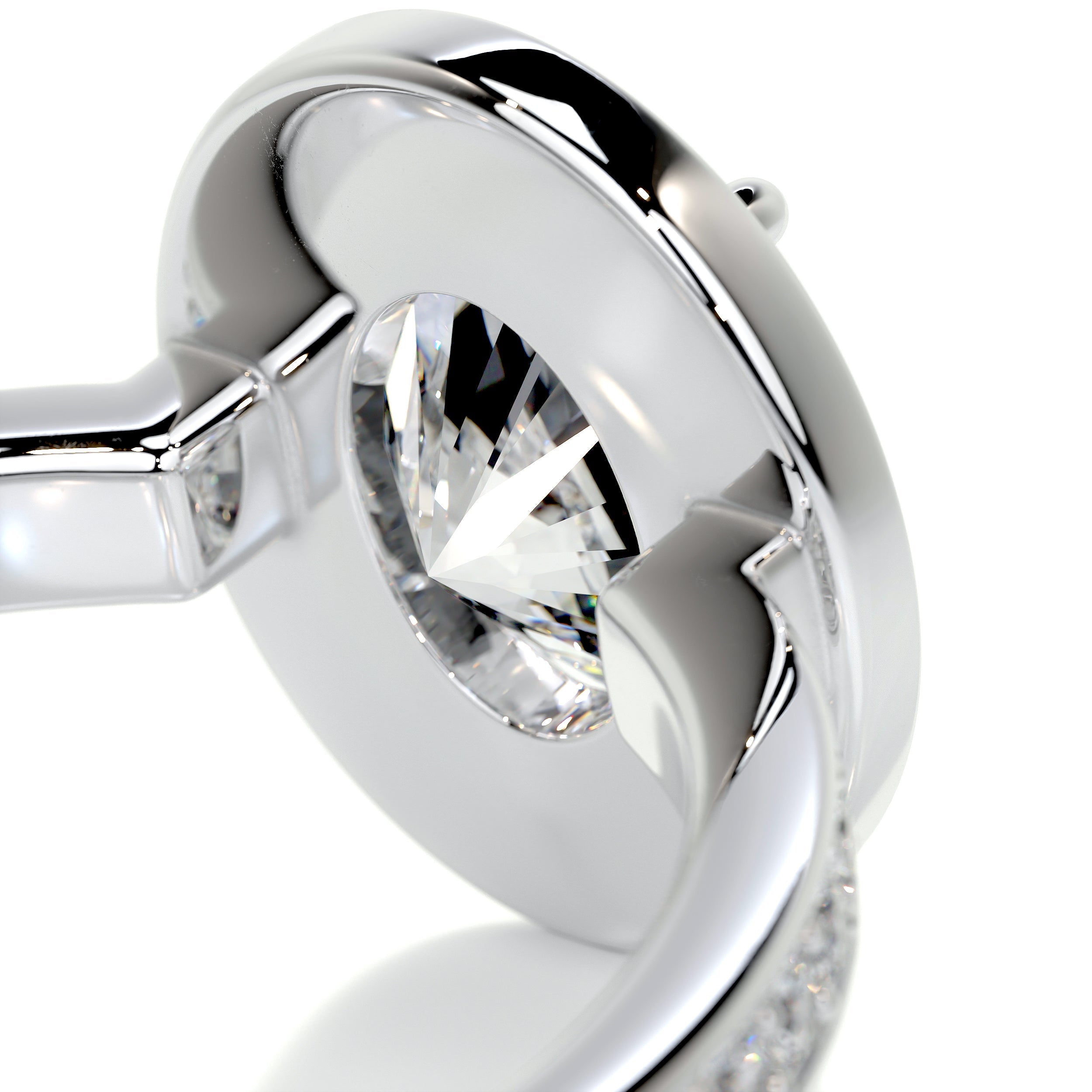2.05 Carat Oval Bezel Halo Diamond Engagement Ring