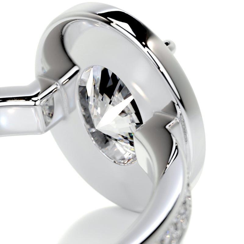 2.05 Carat Oval Bezel Halo Diamond Engagement Ring