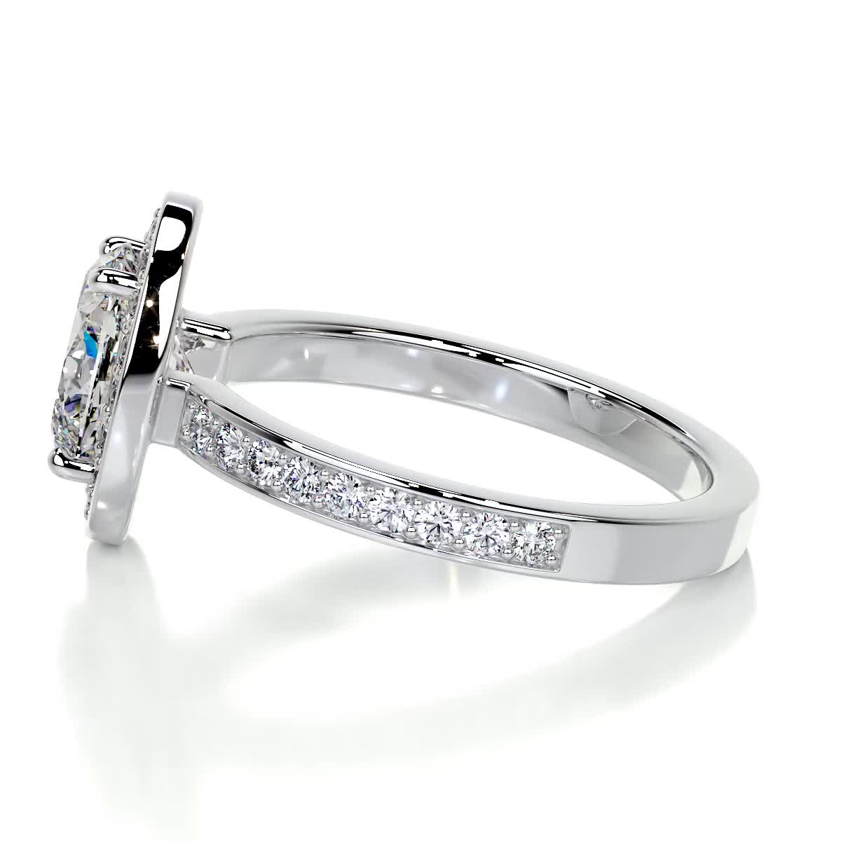 2.05 Carat Oval Bezel Halo Diamond Engagement Ring