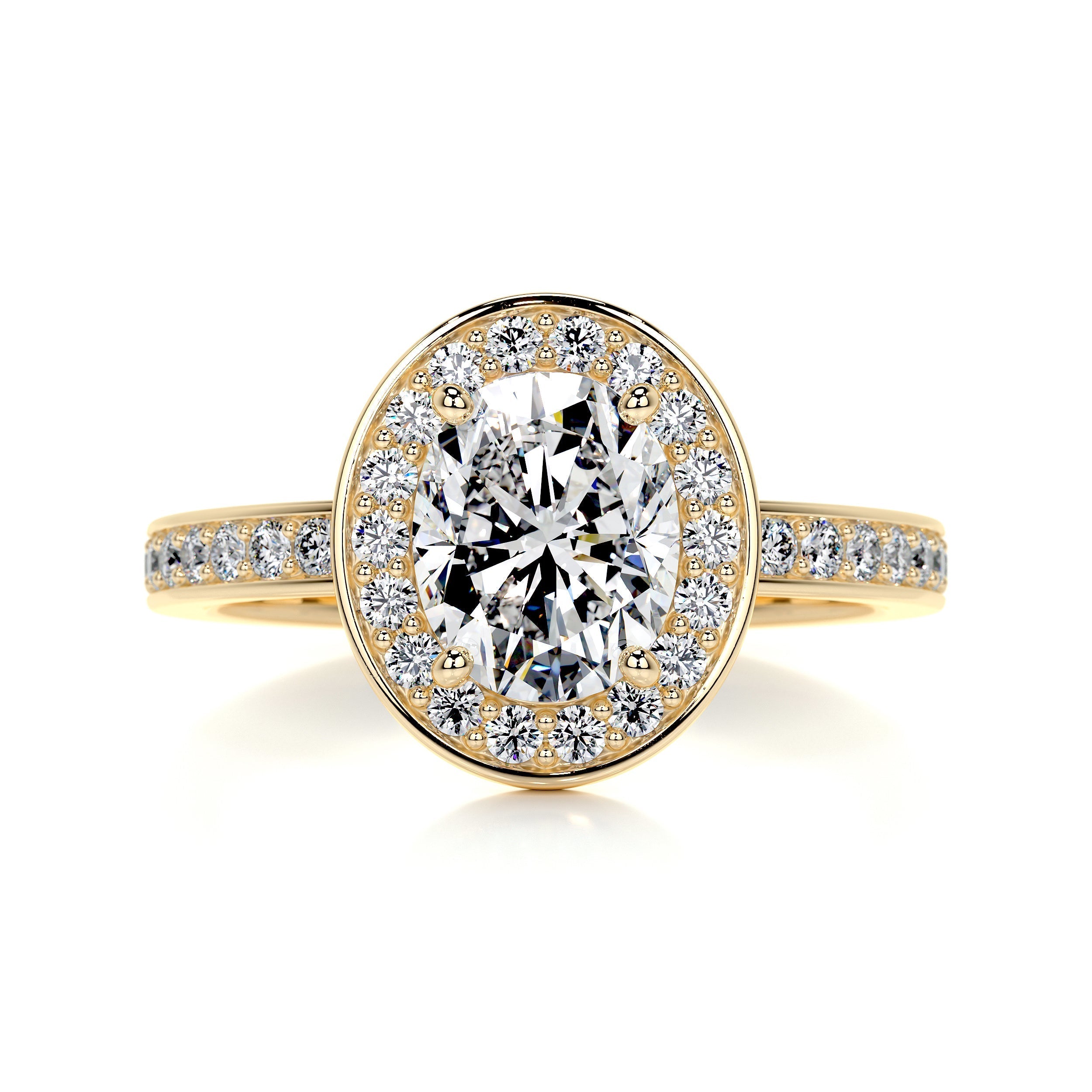 2.05 Carat Oval Bezel Halo Diamond Engagement Ring