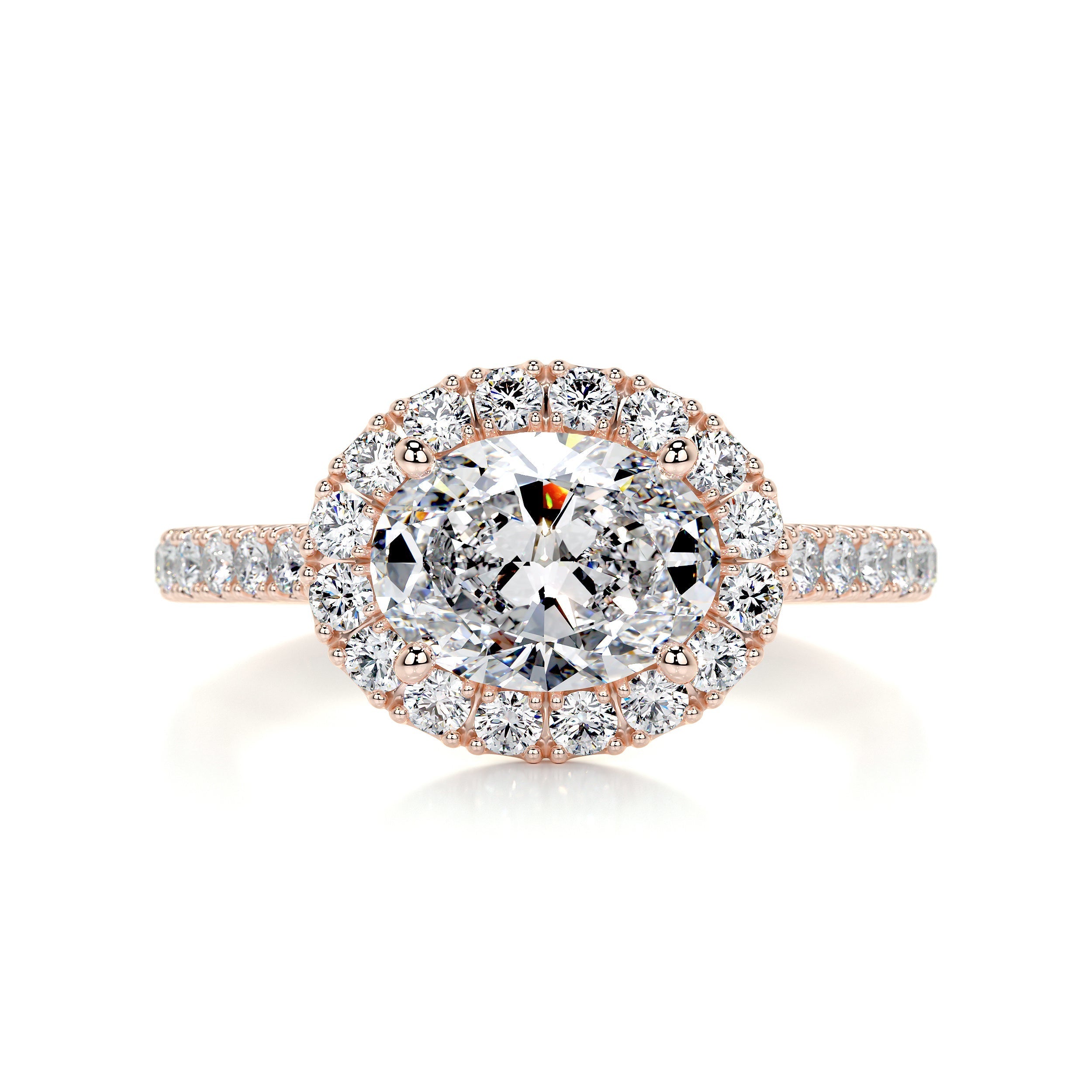 2.05 Oval Cut Diamond Halo East West Engagement Ring