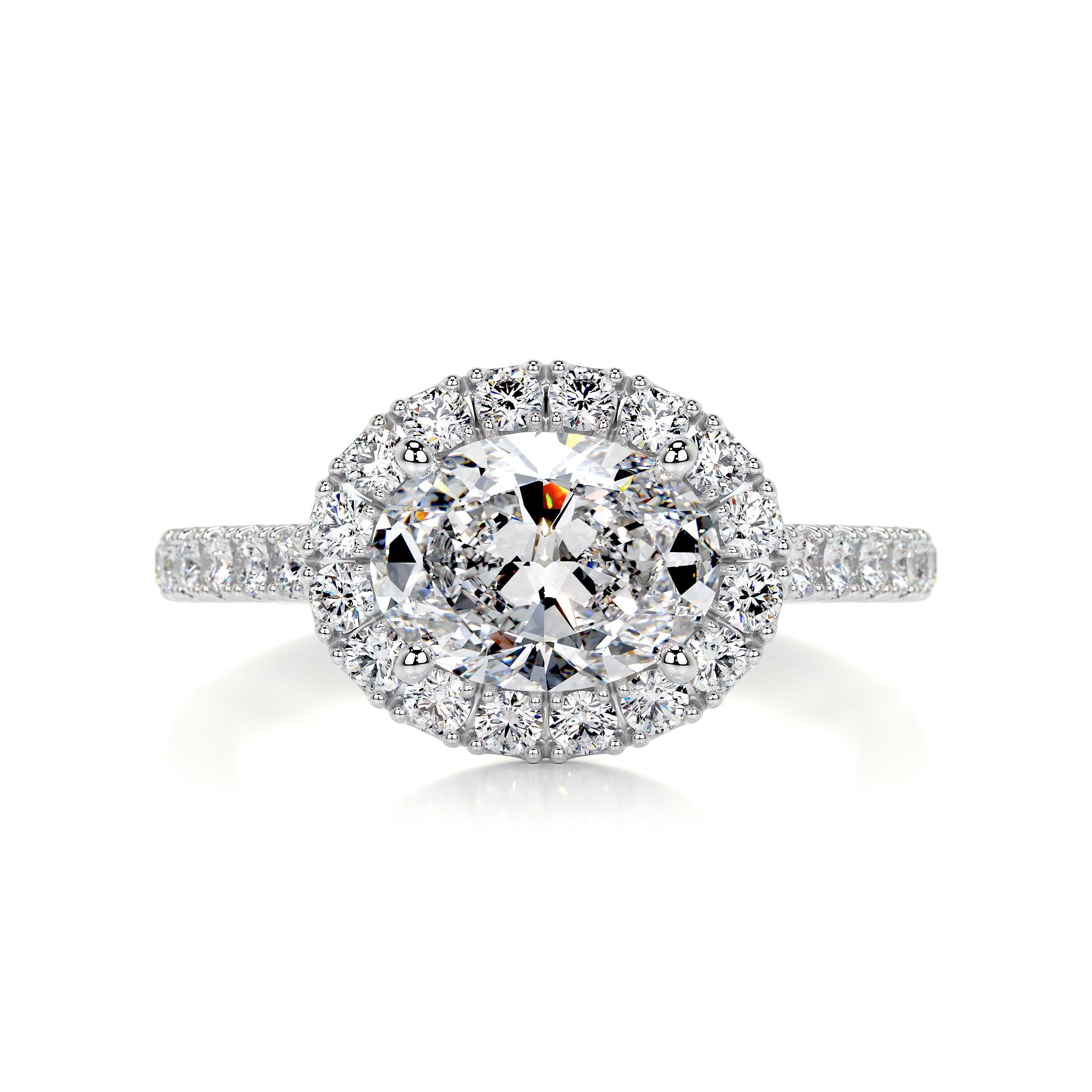 2.05 Oval Cut Diamond Halo East West Engagement Ring