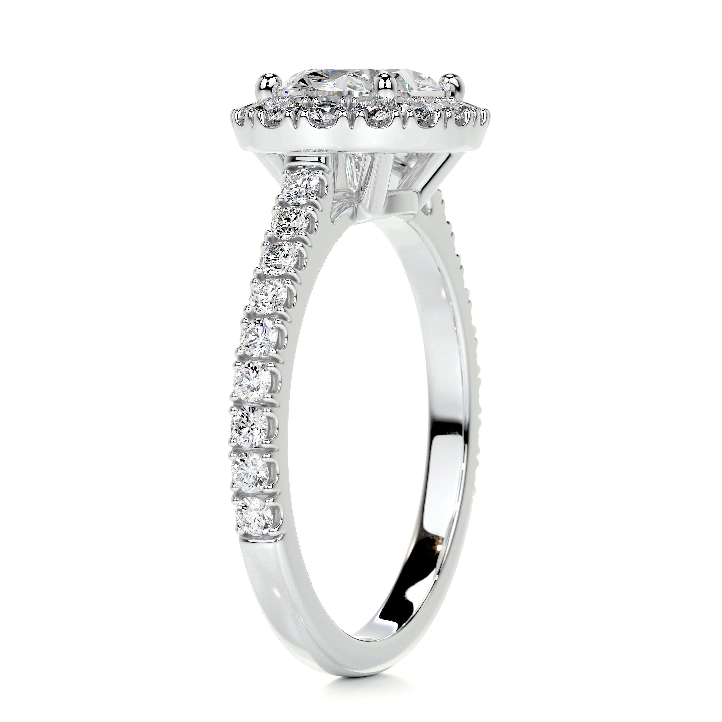 2.05 Oval Cut Diamond Halo East West Engagement Ring