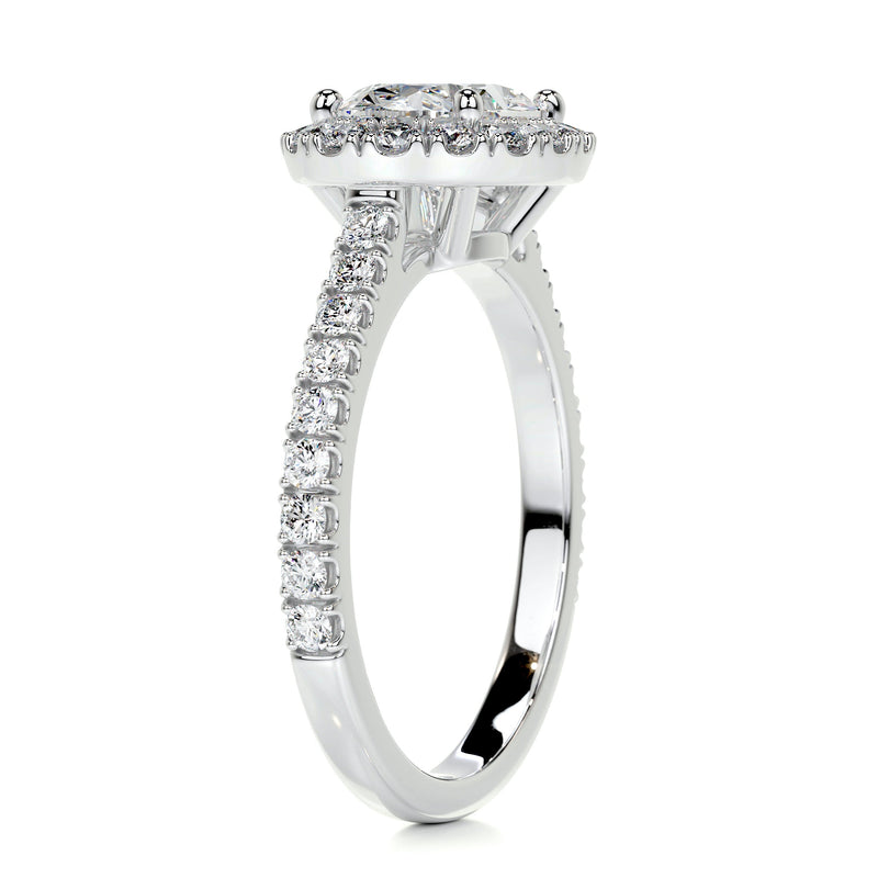 2.05 Oval Cut Diamond Halo East West Engagement Ring