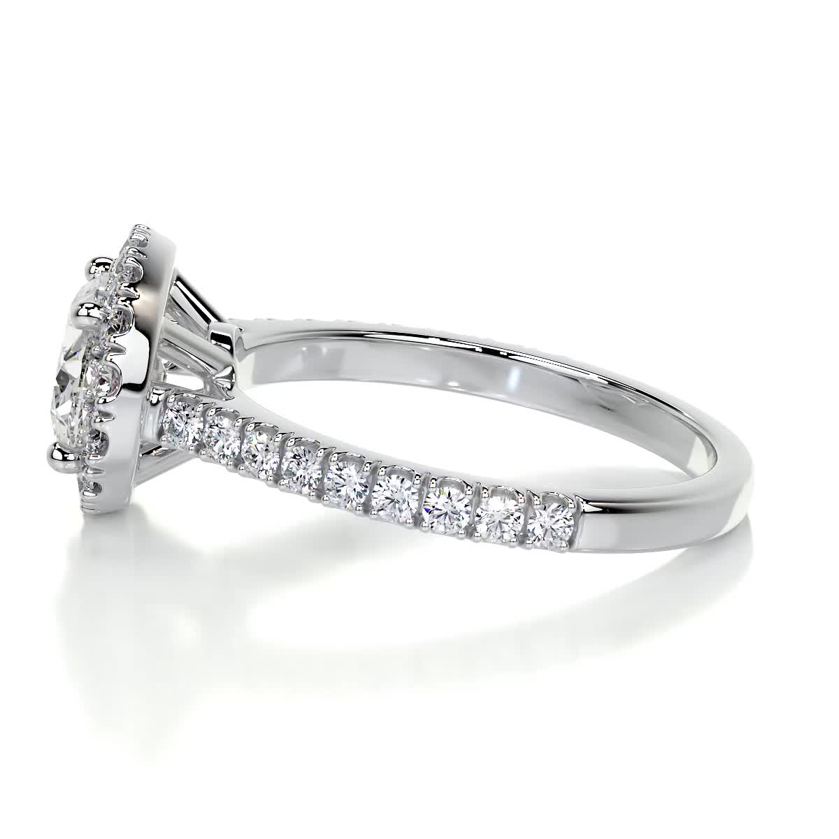 2.05 Oval Cut Diamond Halo East West Engagement Ring