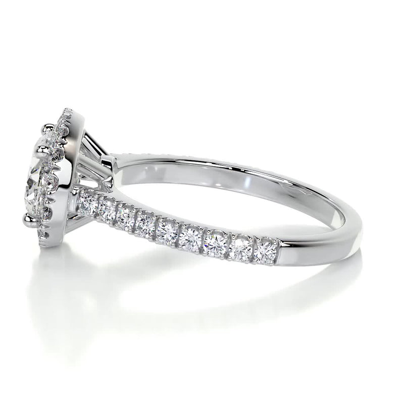 2.05 Oval Cut Diamond Halo East West Engagement Ring