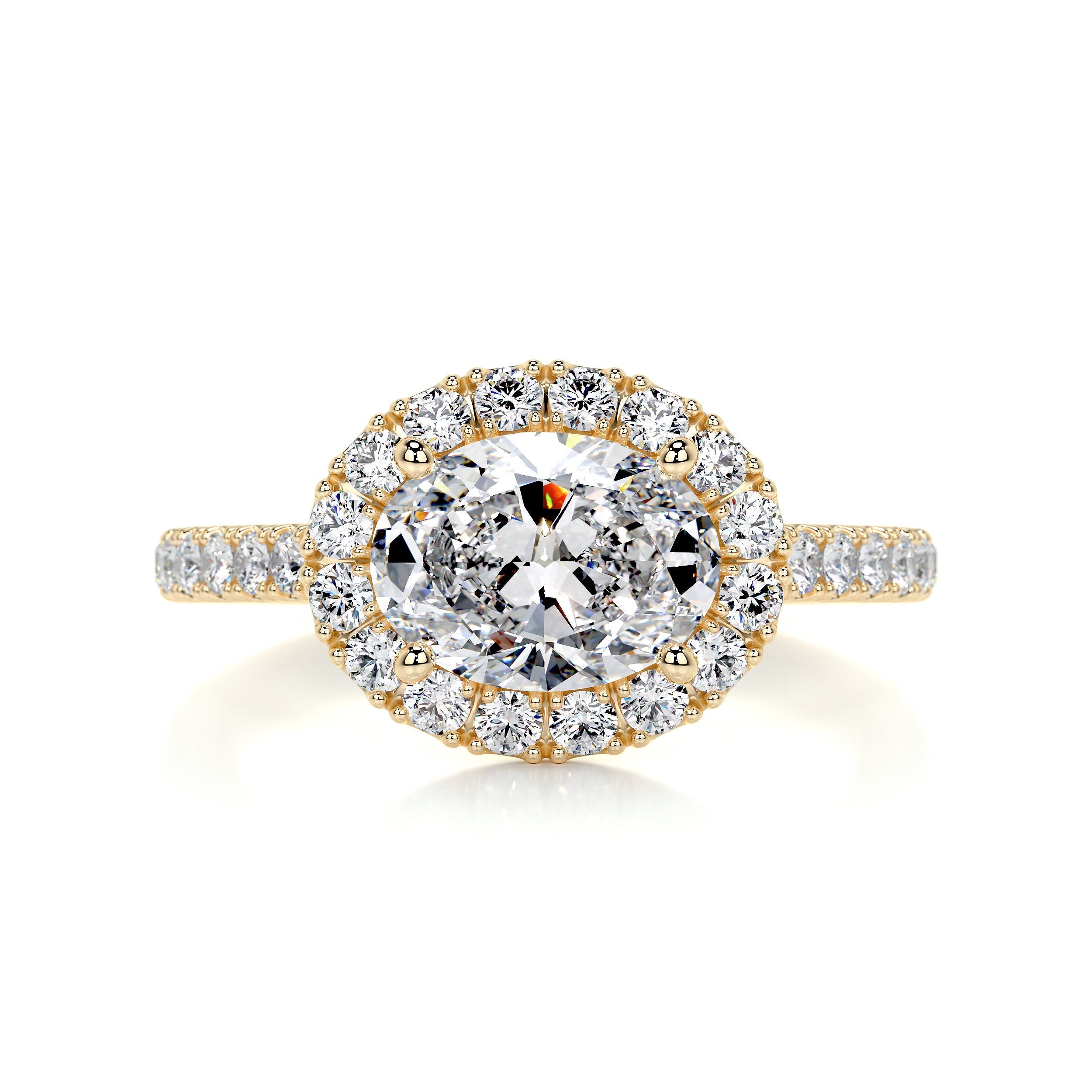 2.05 Oval Cut Diamond Halo East West Engagement Ring