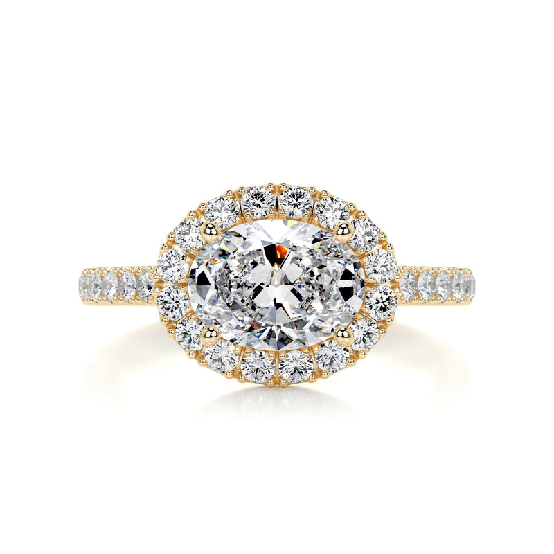 2.05 Oval Cut Diamond Halo East West Engagement Ring